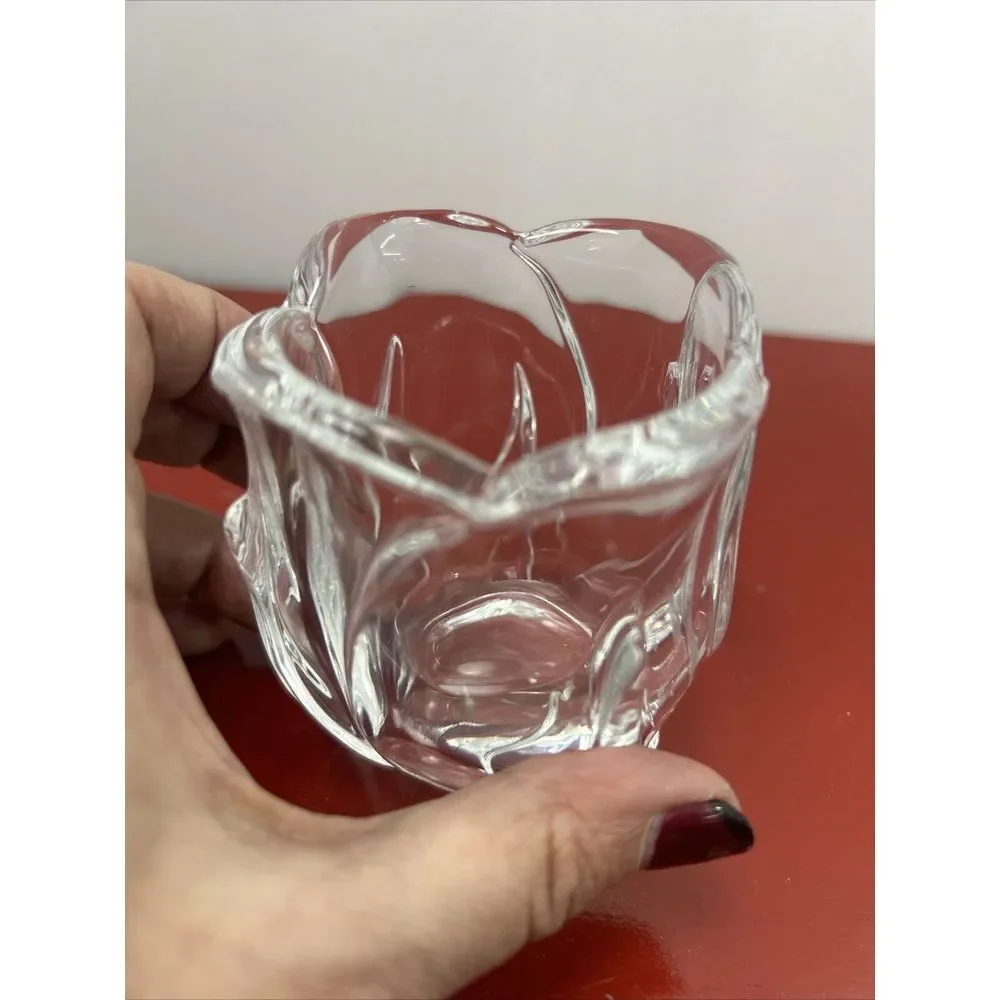Clear Glass Rose Bud Shaped‎ Small Vase or Trinket Dish